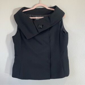 Tahari Arthur S Levine Black Dressy Vest Cowl Neck Snap Womens‎ Size 14 Textured